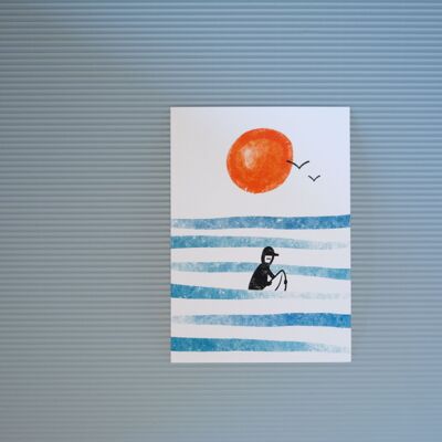 Postkarte A6, Surfer, Waiting for Waves