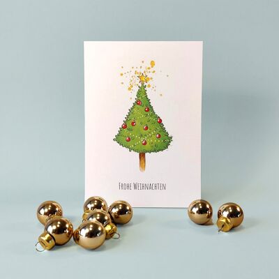 Postcard A6, Christmas tree, Christmas card