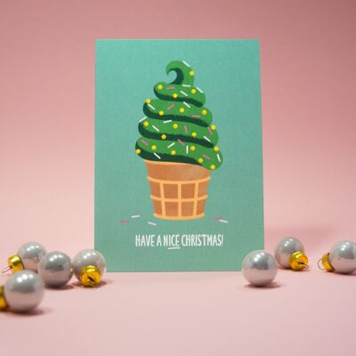 Postcard A6, Have an Ice Chirstmas, #Christmas card