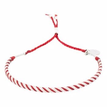 Bracelet Homme ajustable acier, perles et cordon rouge "RED WAX" 1