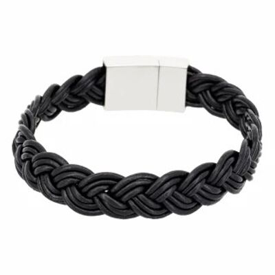 Men's black leather bracelet "BLACK LEATHER BRAID"
