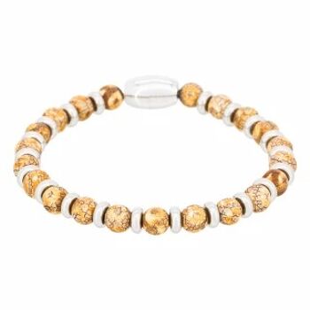 Bracelet Homme acier et pierres d'agate beige "SUNRISE" 1