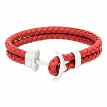 Bracelet Homme double tour cuir rouge "ANCHOR" 1