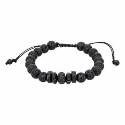 Herrenarmband verstellbare schwarze Perlen "ODD"