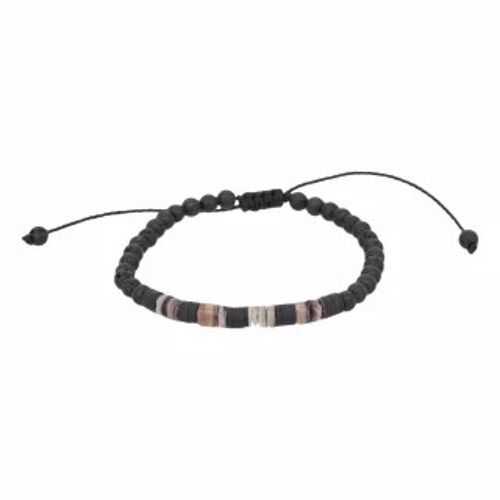 Bracelet Homme ajustable pierres noires "ROCK AND SAND"