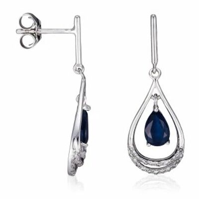 White Gold Earrings "GOLD AND BLUE" 1 carat Sapphires and D...