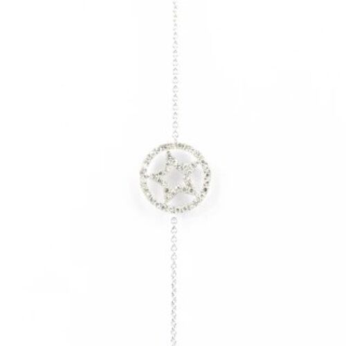 Bracelet chaine Or Blanc "STAR" Diamants 0,15 carat