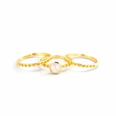 Golden rings "Erika" Moonstone