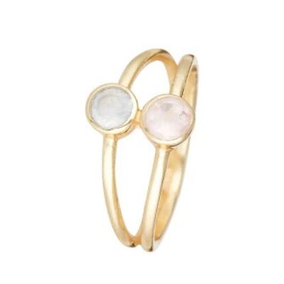Golden ring "Adela" Light Calci and Rose Quartz