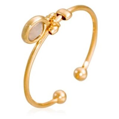 Golden adjustable ring "Norah" Gray Agate