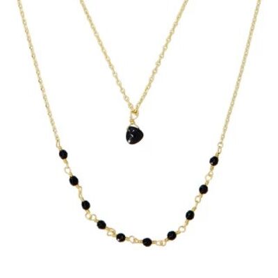 Necklace "Paola" Black jade and black opal