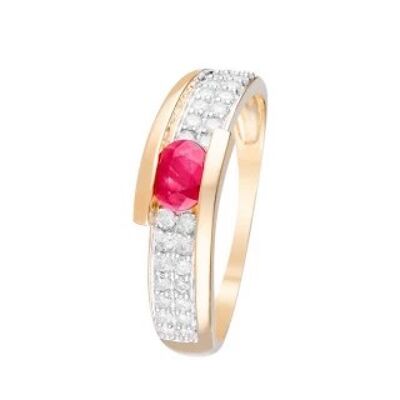 Anello "Jaipur Ruby" in Oro Giallo e Diamanti