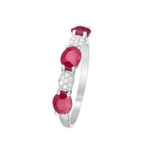 Bague Alliance "Bruni Rubis" Or blanc et Diamants