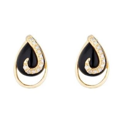 Yellow Gold Earrings "GALAPAGOS" Diamonds 0.08 carat and A...