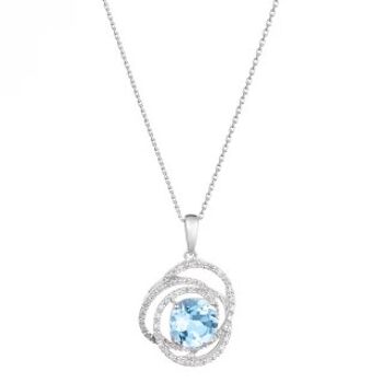 Pendentif "Seychelles Topaze" Or Blanc et Diamants 1