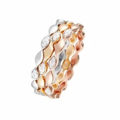 Tricolor Gold and Diamonds "Trinity" Ring