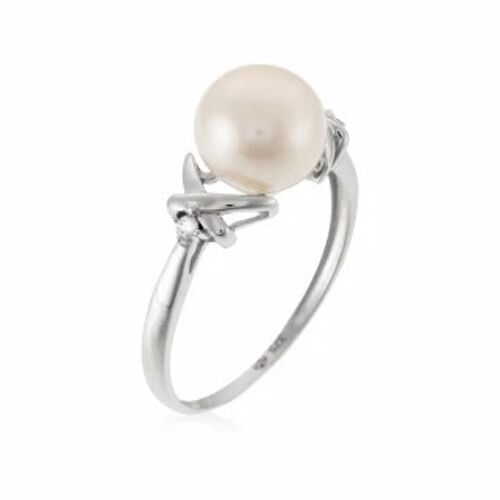 Bague "Naxos Perle" Or blanc et Diamants