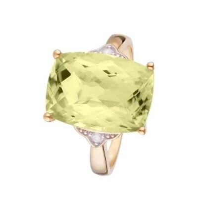 Anello "Green Hill Quartz" in Oro Giallo e Diamanti