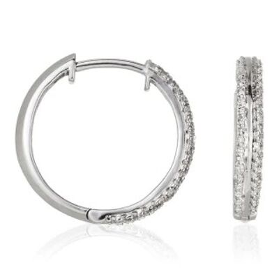 White Gold Earrings "ADÈLE CREOLES" Diamonds 0.17 carat