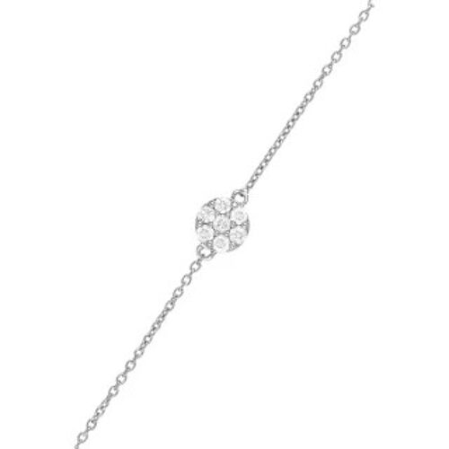 Bracelet chaine Or Blanc "A LA FOLIE, POUR LA VIE" Diamants 0,15...