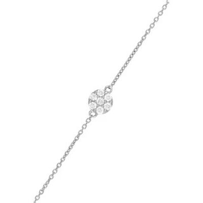 White Gold Chain Bracelet "A LA FOLIE, POUR LA VIE" Diamonds 0.15...