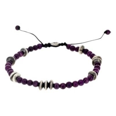 "LOHAN" Men's Bracelet with Amethyst Beads and 925 Silver