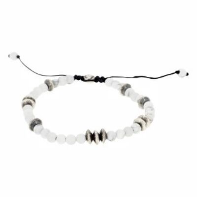 Bracelet Homme "JAKUB" avec perles d'Howlite et Argent 925