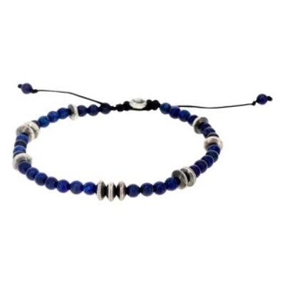 "TIAGO" Men's Bracelet with Lapis Beads and 925 Silver