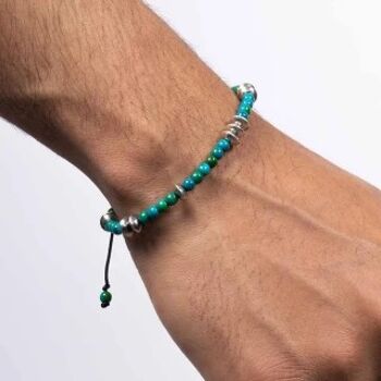 Bracelet Homme "HUGO" avec perles de Bali turquoise et Argent 92... 2