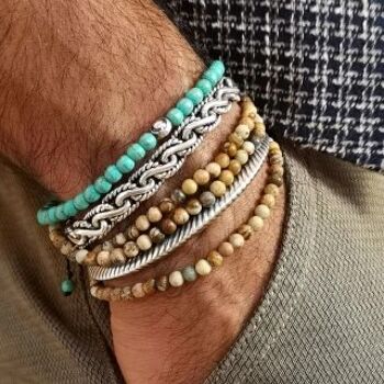Bracelet Homme "ELIS" avec perles Turquoise et Argent 925 2