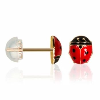 Boucles d'oreilles enfant "Happy Coccinelle" Or Jaune 1