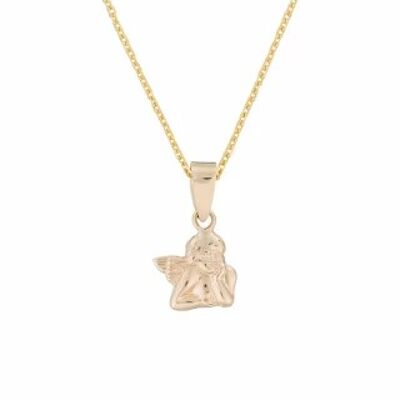 Colgante infantil "Ángel enamorado" Oro amarillo + plata vermeil...