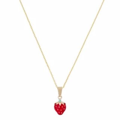 Children's pendant "Pretty Strawberry" Yellow Gold + vermeil chain...