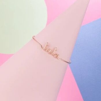 "TATA" Bracelet jonc en fil lettering rosé à message 2
