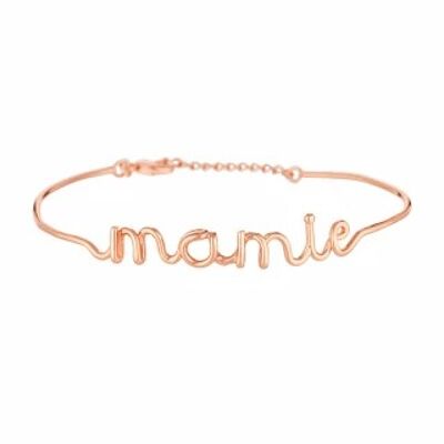 Bracciale rigido a filo "MAMIE" con scritta rosa e messaggio