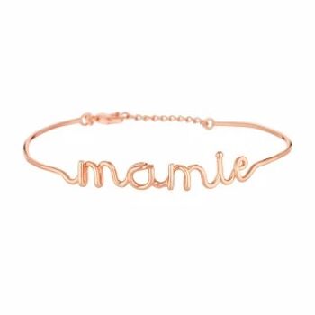 "MAMIE" bracelet jonc en fil lettering rosé à message 1
