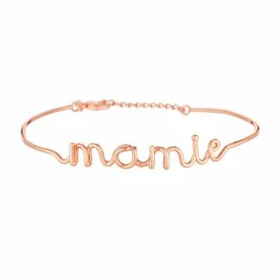 "MAMIE" pink lettering wire bangle bracelet with message