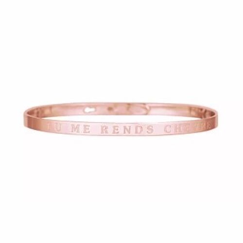 "TU ME RENDS CHEVRE" bracelet jonc rosé à message