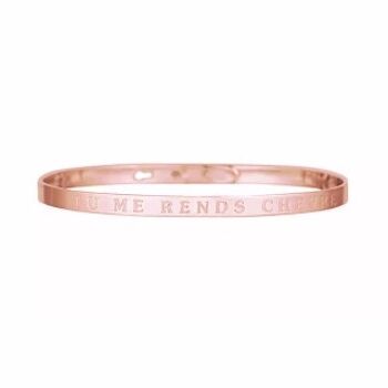 "TU ME RENDS CHEVRE" bracelet jonc rosé à message 1