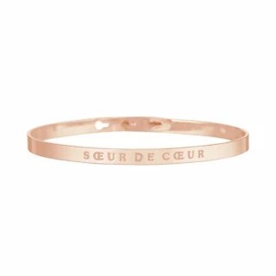 "SOEUR DE COEUR" Jonc rosé bracelet à message