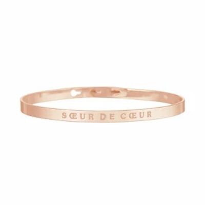 "SOEUR DE COEUR" Pink bangle bracelet with message