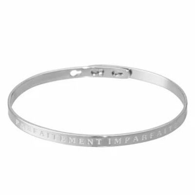 "PERFECTLY IMPERFECT" Silver bangle bracelet with message