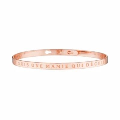 "JE SUIS UNE MAMIE QUI DÉCHIRE" bracelet jonc rosé à message