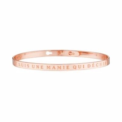 "I AM A GRANNY WHO RIPS" pink bangle bracelet with message