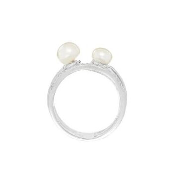 Bague argent, oxydes de zirconium et perles de culture blanche "... 2