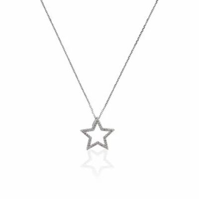 Colgante de Oro blanco Estrella de mis sueños Diamante 0,12cts + cadena...