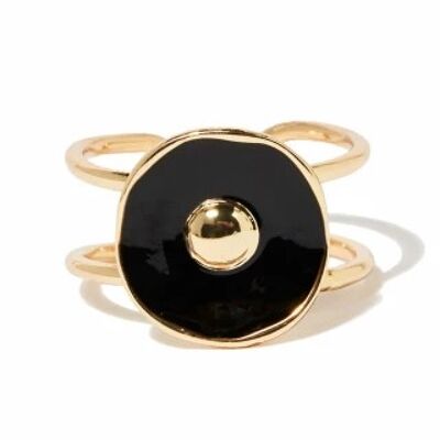 Anillo dorado ajustable "Symi" esmalte negro