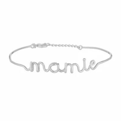 "MAMIE" bangle bracelet in silver lettering with message