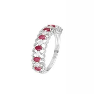 Anillo "Koh Samui Ruby" Oro Blanco y Diamantes