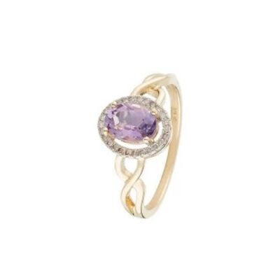 Anello "Keeluna Amethyst" in Oro Giallo e Diamanti